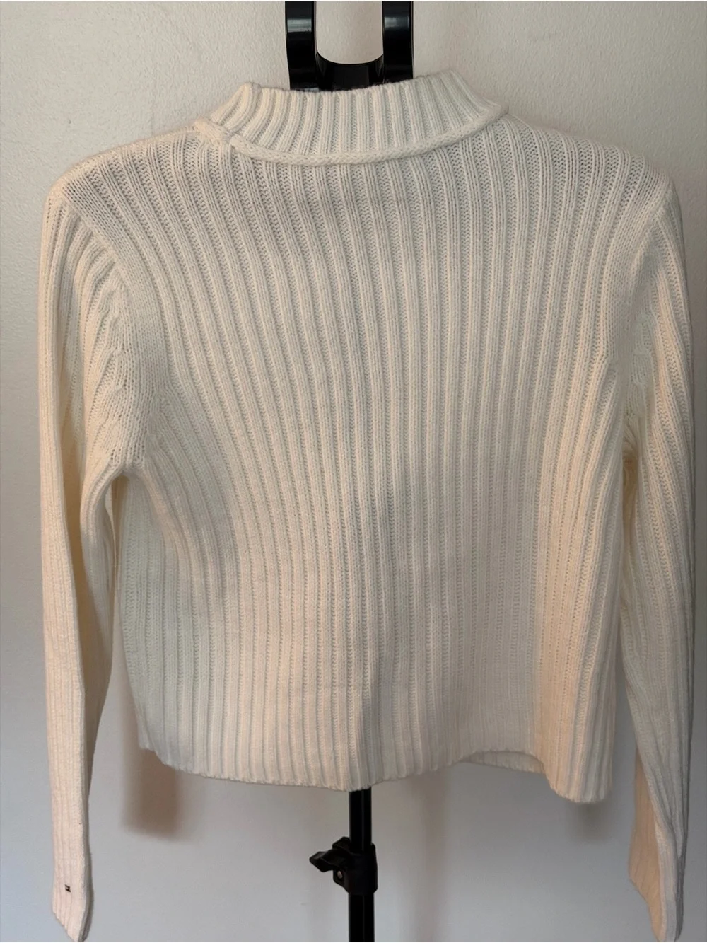 Tommy Hilfiger White Cable-Knit Crewneck Sweater